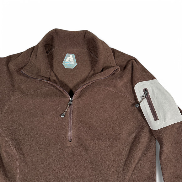 Eddie Bauer Sweater Womens MEDIUM Brown Fleece First Ascent 1/4 Quarter Zip - Picture 2 of 9